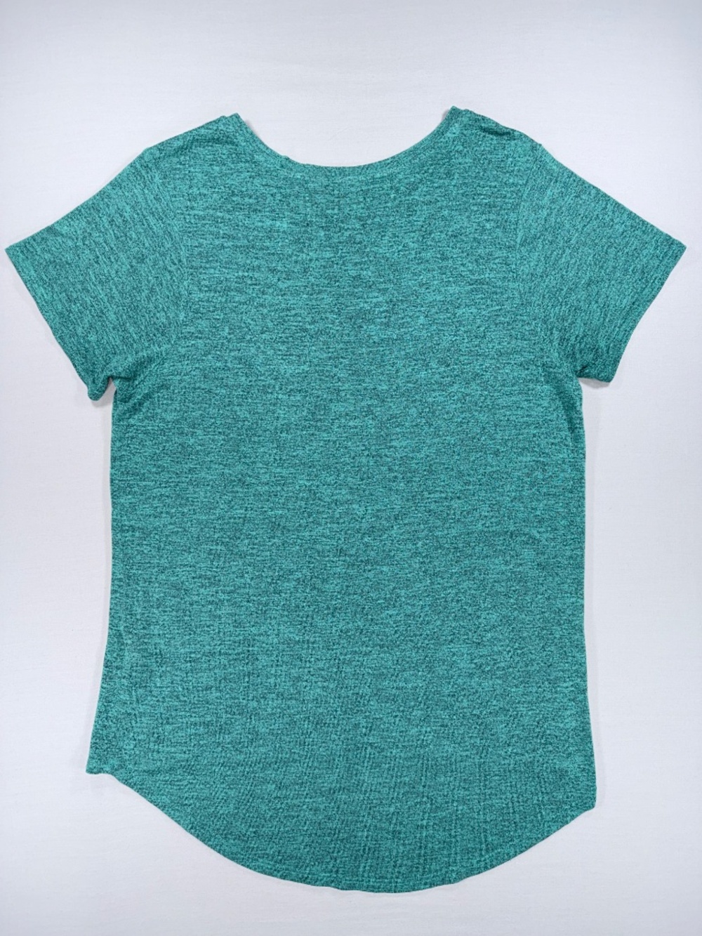Market & Spruce Teal Marled Knit Curved Hem Tee M - Picture 4 of 4
